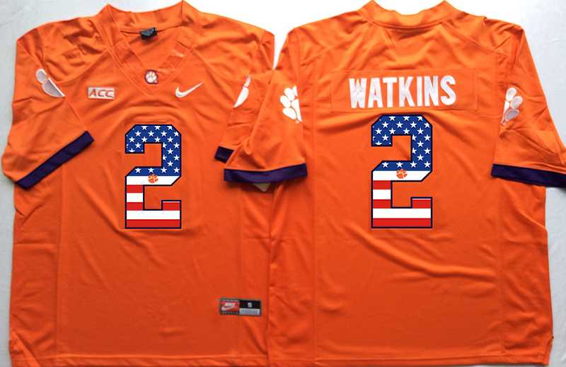 Clemson Tigers #2 Sammy Watkins Orange USA Flag College Stitched Jersey
